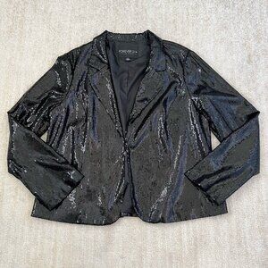 Forever 21 Plus Black Sequin Blazer Jacket 3X